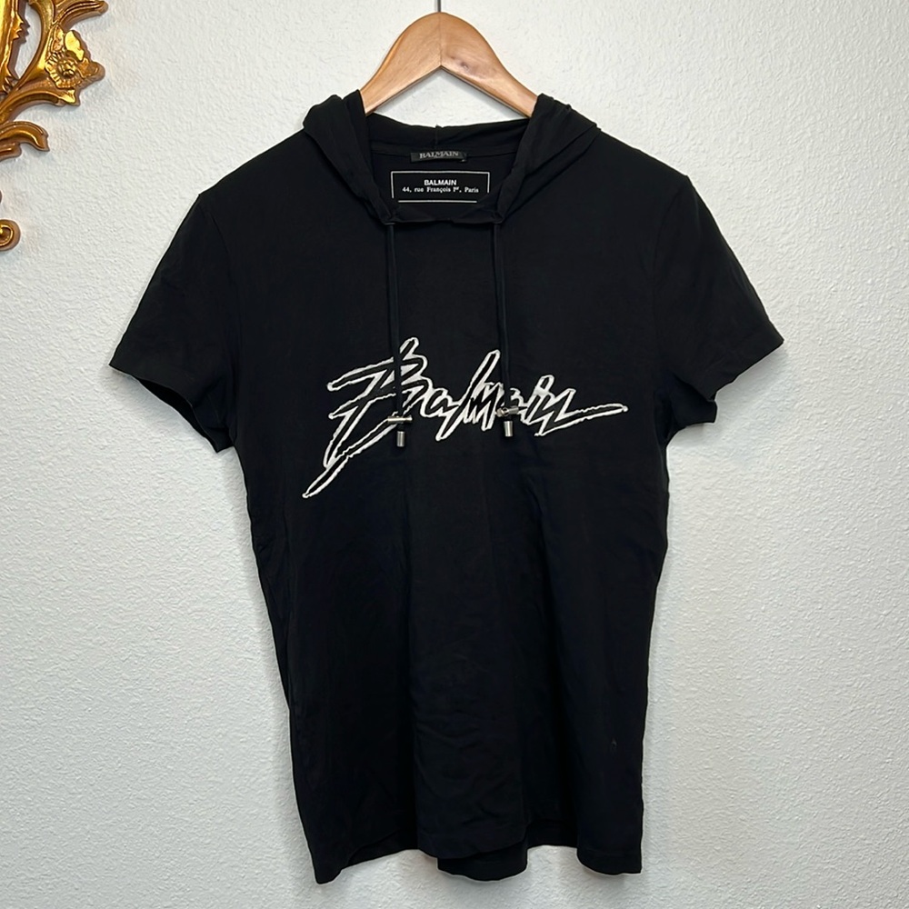 BALMAIN PARIS designer men’s hoodie tshirt with logo